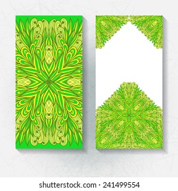 Set of vertical hand drawn floral banners, invitation, greeting or visiting cards. Eps10