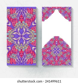 Set of vertical hand drawn floral banners, invitation, greeting or visiting cards. Eps10
