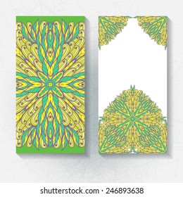 Set of vertical hand drawn floral banners, invitation, greeting or visiting cards. Eps10