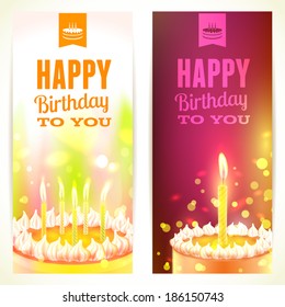 Set of Vertical "Happy Birthday" Banners. Vector illustration, eps10.