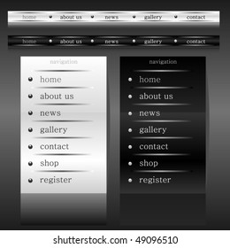 set of vertical and horisontal web navigation