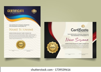 Set Vertical Horizontal Certificate Template Flow Stock Vector (royalty 