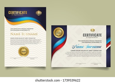 Set Vertical Horizontal Certificate Template Flow Stock Vector (Royalty ...