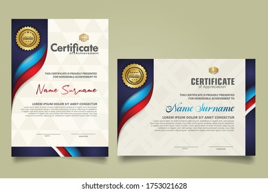 set vertical and horizontal certificate template with flow lines ornament and modern texture pattern background. Diploma. Vector illustration for other users