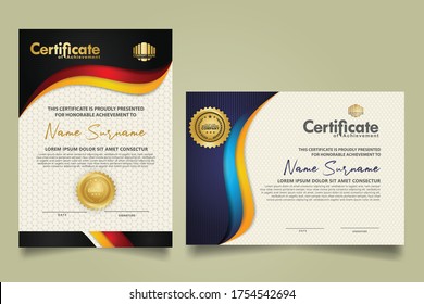 Set Vertical Horizontal Certificate Template Flow Stock Vector (Royalty ...