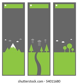 set of vertical landscape banners isolated on white