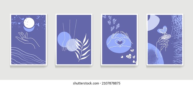 A set of vertical layouts in A4 format in very peri color.