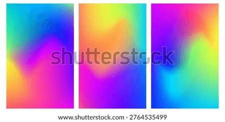 Set of vertical mesh rainbow Rgb gradient background