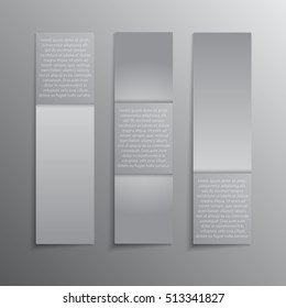 Set of Vertical Paper Grey Rectangle Banners Template. Vector Illustration. Winter Holiday New Year and Christmas. Winter Sale and Discount. Mock up, Card. Black Friday.