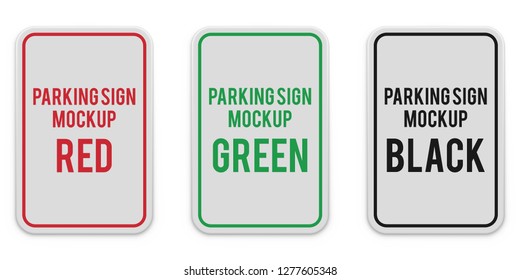 Set Of Vertical Parking Signs. Road Sign Mockup For Text Message. Parking Regulation Elements. Illustration Transparent Background.