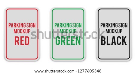 Set of vertical parking signs. Road sign mockup for text message. Parking regulation elements. Illustration transparent background.