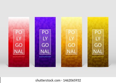 Set von Vertikal-Polygonal-Banner-Vorlage. Modernes Vertikalbanner. Polygonaler Hintergrund für Roll-Up-Banner oder X-Banner