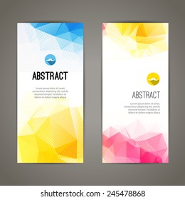 Set of vertical polygonal and triangular creative geometric banners for modern innovate design. Banner design