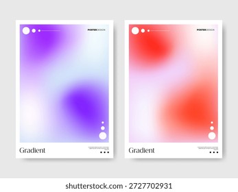 Conjunto de Diseños de póster de Vertical con fondos vibrantes de degradado de malla fluida púrpura y roja
