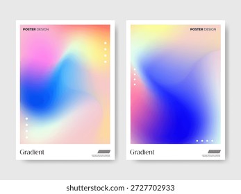 Conjunto de Diseños de póster de Vertical con fondos vibrantes de gradiente de malla fluida multicolor