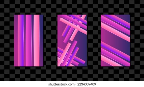 Conjunto de fondo vertical púrpura abstracto utilizado para el diseño de plantillas de medios sociales, afiches, volante