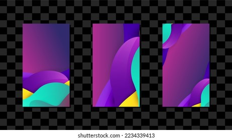 Conjunto de fondo vertical púrpura abstracto utilizado para el diseño de plantillas de medios sociales, afiches, volante