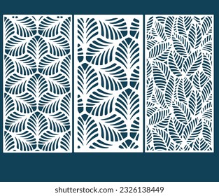 Conjunto de paneles verticales rectangulares. Estilos, celosías, pantallas con motivos geométricos, adornos florales, líneas. Plantilla vectorial para el corte láser de papel, grabado de metal, tallado de madera, cnc