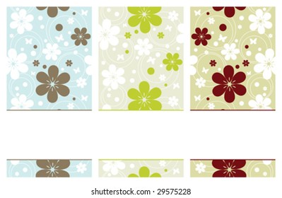 set of vertical retro banners with flowers, vector illustration