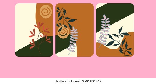 Set of vertical seamless borders with purple wisteria and green leaves. Asian plants. Botanical flower illustration for wedding design, wallpaper, advertising.