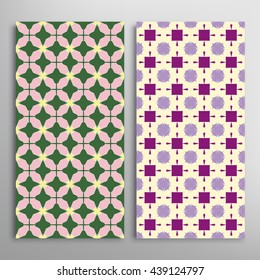 Set of vertical seamless geometric patterns. Vector color stylish fabric repeating texture, seamless backgrounds collection. Contemporary graphic design. Tribal ethnic arabic, indian, mexican ornament