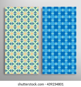 Set of vertical seamless geometric patterns. Vector color stylish fabric repeating texture, seamless backgrounds collection. Contemporary graphic design. Tribal ethnic arabic, indian, mexican ornament