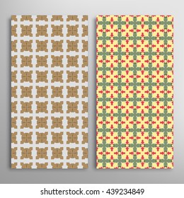 Set of vertical seamless geometric patterns. Vector color stylish fabric repeating texture, seamless backgrounds collection. Contemporary graphic design. Tribal ethnic arabic, indian, mexican ornament