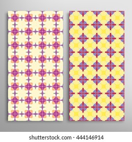 Set of vertical seamless geometric patterns. Vector color stylish fabric repeating texture, seamless backgrounds collection. Contemporary graphic design. Tribal ethnic arabic, indian, mexican ornament