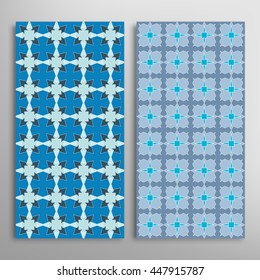 Set of vertical seamless geometric patterns. Vector color stylish fabric repeating texture, seamless backgrounds collection. Contemporary graphic design. Tribal ethnic arabic, indian, mexican ornament