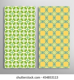 Set of vertical seamless geometric patterns. Vector color stylish fabric repeating texture, seamless backgrounds collection. Contemporary graphic design. Tribal ethnic arabic, indian, mexican ornament