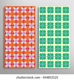 Set of vertical seamless geometric patterns. Vector color stylish fabric repeating texture, seamless backgrounds collection. Contemporary graphic design. Tribal ethnic arabic, indian, mexican ornament