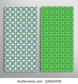 Set of vertical seamless geometric patterns. Vector color stylish fabric repeating texture, seamless backgrounds collection. Contemporary graphic design. Tribal ethnic arabic, indian, mexican ornament