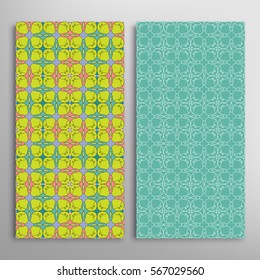 Set of vertical seamless geometric patterns. Vector color stylish fabric repeating texture, seamless backgrounds collection. Contemporary graphic design. Tribal ethnic arabic, indian, mexican ornament