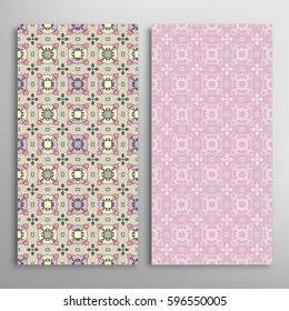 Set of vertical seamless geometric patterns. Vector color stylish fabric repeating texture, seamless backgrounds collection. Contemporary graphic design. Tribal ethnic arabic, indian, mexican ornament