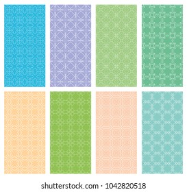 Set of vertical seamless line patterns. Colorful geometric backgrounds collection. Endless repeating linear texture for wallpaper, packaging, banners, invitations, business cards, fabric print