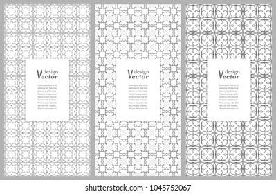 Set of vertical seamless line patterns. Black and white geometric backgrounds collection. Endless repeating linear texture for wallpaper, packaging, banners, invitations, business cards, fabric print