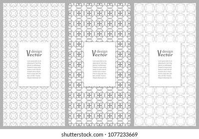 Set of vertical seamless line patterns. Black and white geometric backgrounds collection. Endless repeating linear texture for wallpaper, packaging, banners, invitations, business cards, fabric print