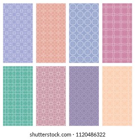 Set of vertical seamless line patterns. Colorful geometric backgrounds collection. Endless repeating linear texture for wallpaper, packaging, banners, invitations, business cards, fabric print
