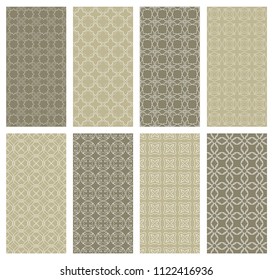 Set of vertical seamless line patterns. Colorful geometric backgrounds collection. Endless repeating linear texture for wallpaper, packaging, banners, invitations, business cards, fabric print