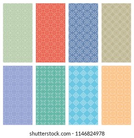 Set of vertical seamless line patterns. Colorful geometric backgrounds collection. Endless repeating linear texture for wallpaper, packaging, banners, invitations, business cards, fabric print