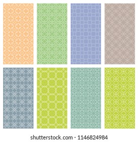 Set of vertical seamless line patterns. Colorful geometric backgrounds collection. Endless repeating linear texture for wallpaper, packaging, banners, invitations, business cards, fabric print