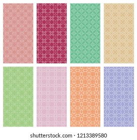 Set of vertical seamless line patterns. Colorful geometric backgrounds collection. Endless repeating linear texture for wallpaper, packaging, banners, invitations, business cards, fabric print