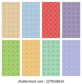 Set of vertical seamless line patterns. Colorful geometric backgrounds collection. Endless repeating linear texture for wallpaper, packaging, banners, invitations, business cards, fabric print
