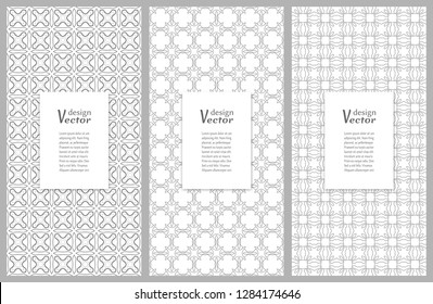 Set of vertical seamless line patterns. Black and white geometric backgrounds collection. Endless repeating linear texture for wallpaper, packaging, banners, invitations, business cards, fabric print