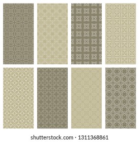 Set of vertical seamless line patterns. Colorful geometric backgrounds collection. Endless repeating linear texture for wallpaper, packaging, banners, invitations, business cards, fabric print