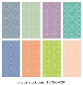 Set of vertical seamless line patterns. Colorful geometric backgrounds collection. Endless repeating linear texture for wallpaper, packaging, banners, invitations, business cards, fabric print