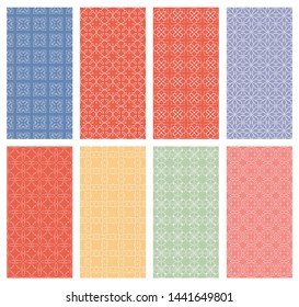 Set of vertical seamless line patterns. Colorful geometric backgrounds collection. Endless repeating linear texture for wallpaper, packaging, banners, invitations, business cards, fabric print