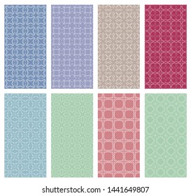 Set of vertical seamless line patterns. Colorful geometric backgrounds collection. Endless repeating linear texture for wallpaper, packaging, banners, invitations, business cards, fabric print