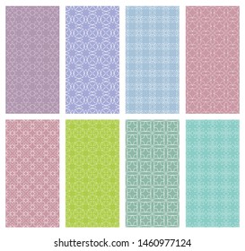 Set of vertical seamless line patterns. Colorful geometric backgrounds collection. Endless repeating linear texture for wallpaper, packaging, banners, invitations, business cards, fabric print