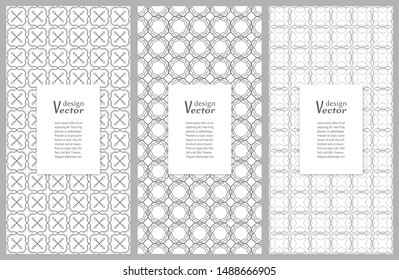 Set of vertical seamless line patterns. Black and white geometric backgrounds collection. Endless repeating linear texture for wallpaper, packaging, banners, invitations, business cards, fabric print